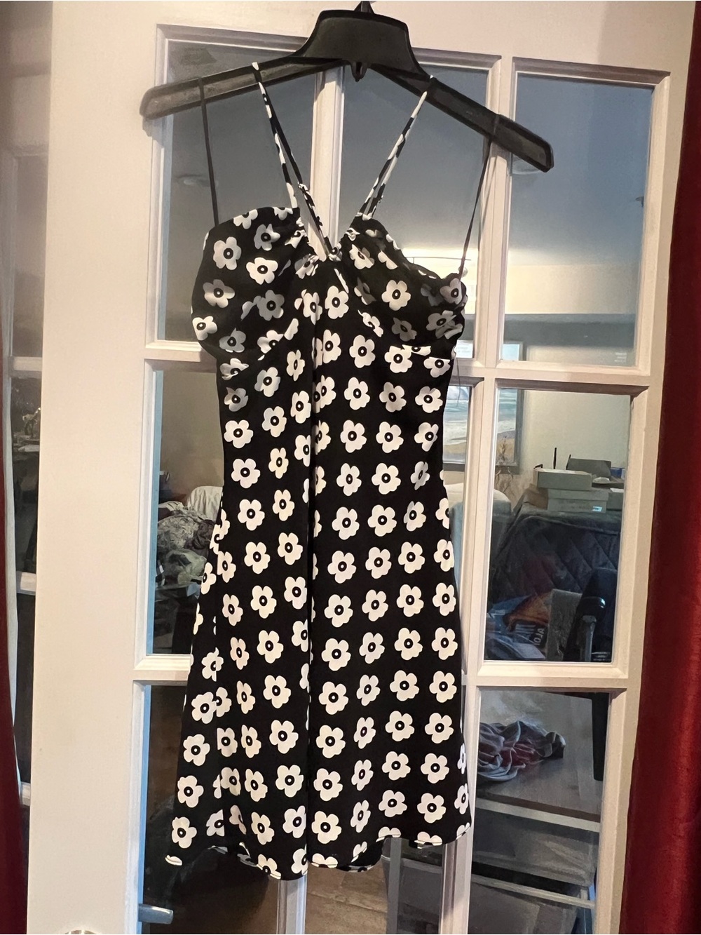 Cotton Candy Black & White Floral Midi Dress